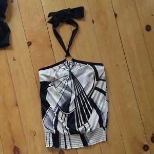 White House black market art deco silk blouse